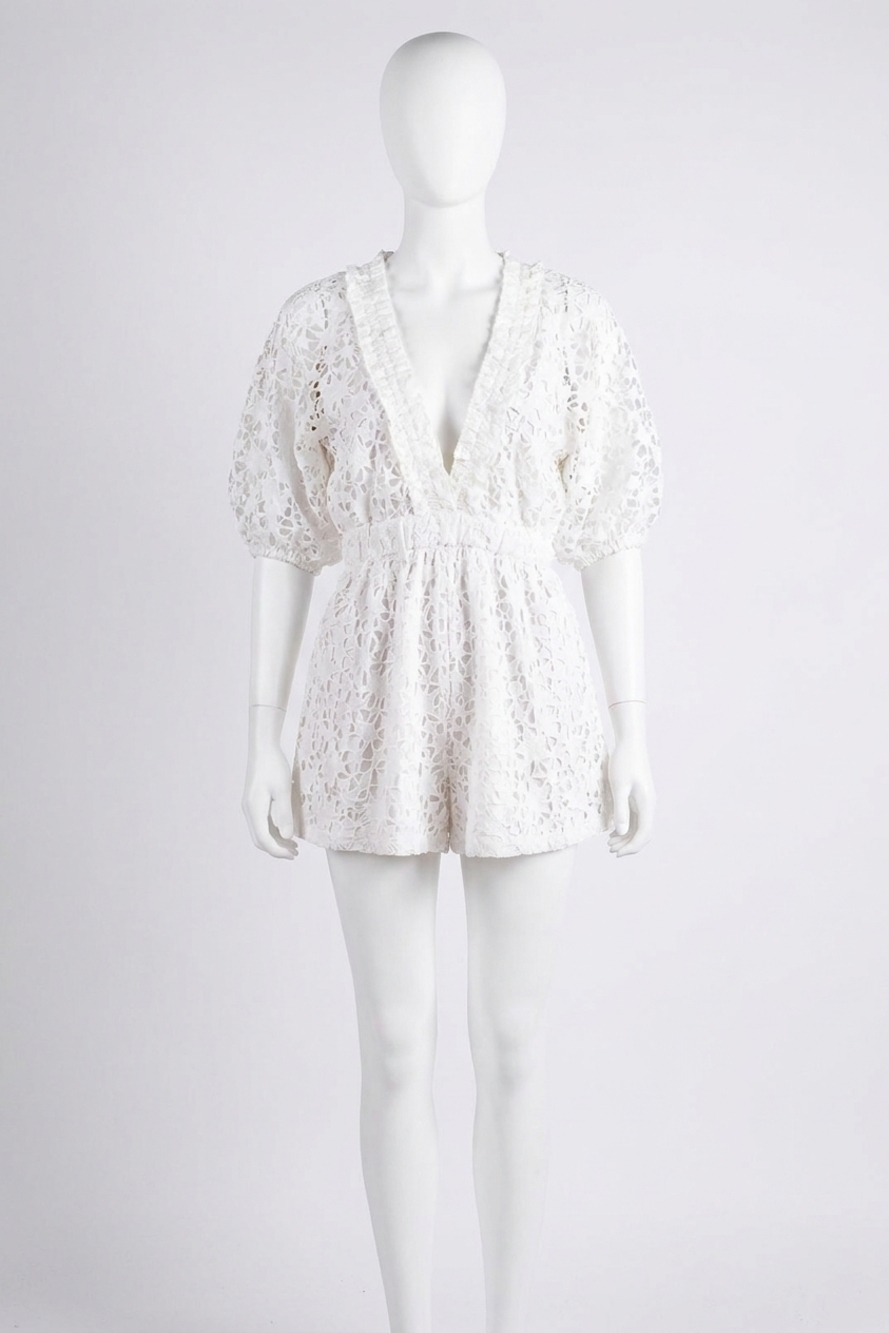 NEW BUDDYLOVE evan equinox v-neck romper in white